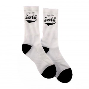 Unisex Skater White fuck off durable sublimation Socks